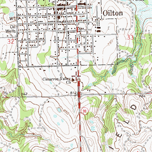 Topographic Map of Cimarron Valley Church, OK