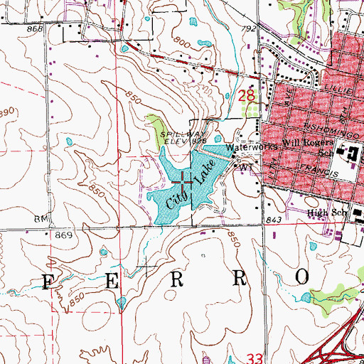 Topographic Map of City Lake, OK