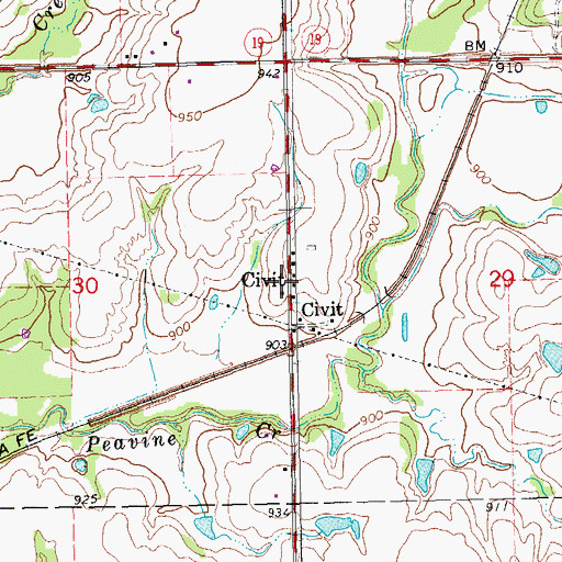 Topographic Map of Civit, OK