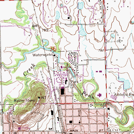 Topographic Map of Claremore Creek, OK