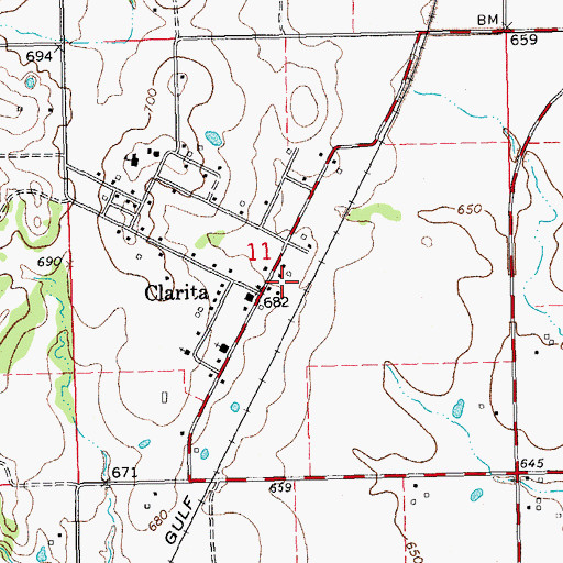 Topographic Map of Clarita, OK