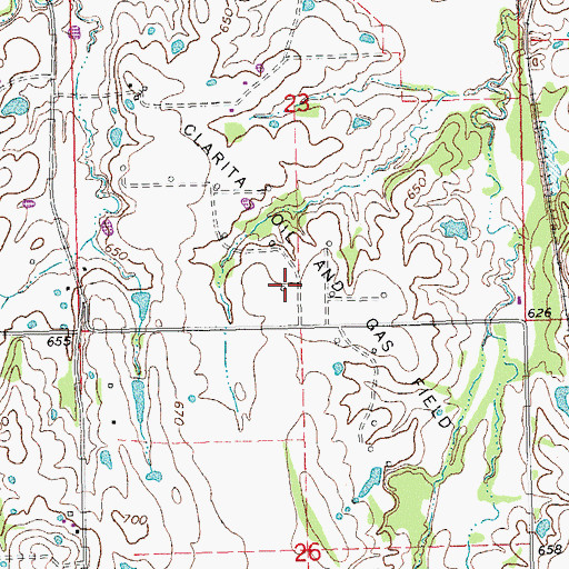 Topographic Map of Clarita Oil and Gas Field, OK