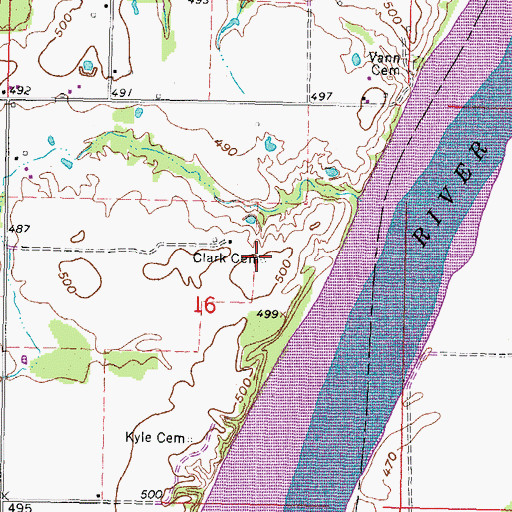 Topographic Map of Clark Cemetery, OK