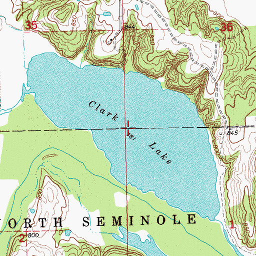 Topographic Map of Clark Lake, OK
