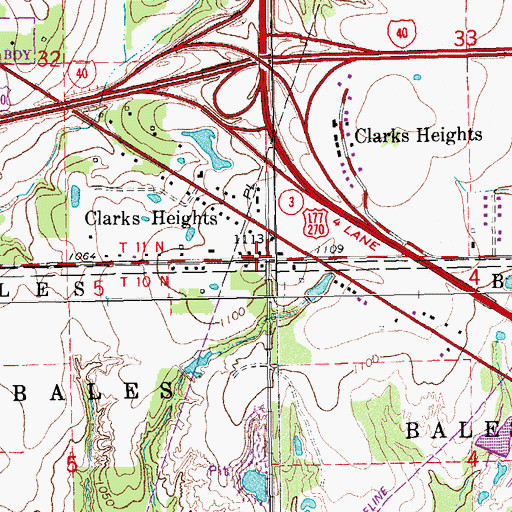 Topographic Map of Clarks Heights, OK