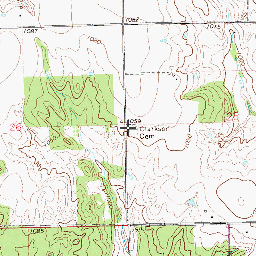 Topographic Map of Clarkson Cemetery, OK