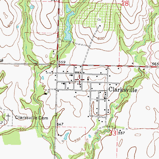 Topographic Map of Clarksville, OK