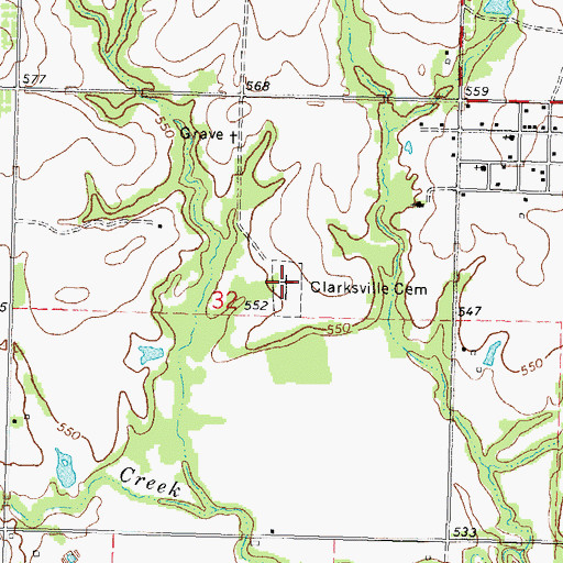 Topographic Map of Clarksville Cemetery, OK