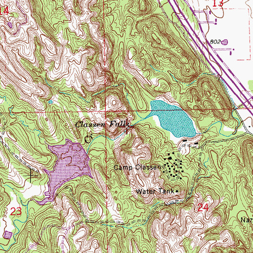 Topographic Map of Classen Falls, OK