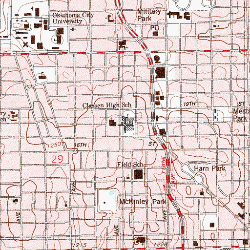 Topographic Map of Classen School of Advanced Studies, OK