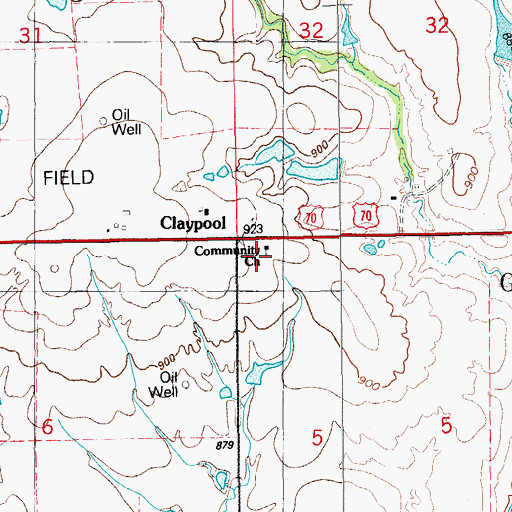 Topographic Map of Claypool Church, OK