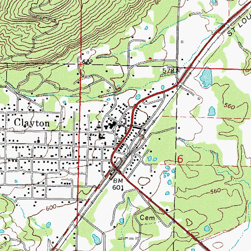 Topographic Map of Clayton, OK