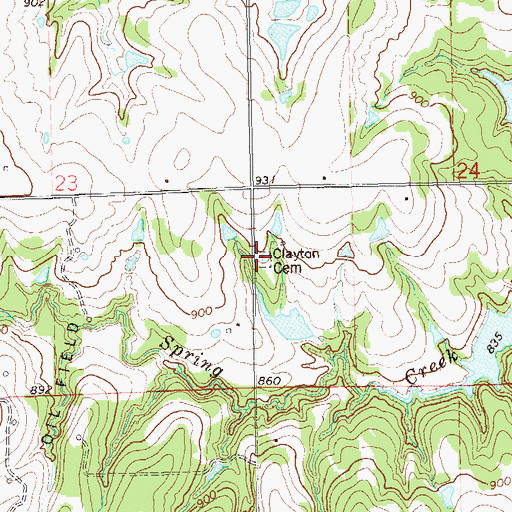 Topographic Map of Clayton Cemetery, OK