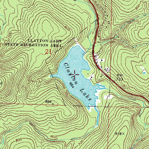 Topographic Map of Clayton Lake, OK
