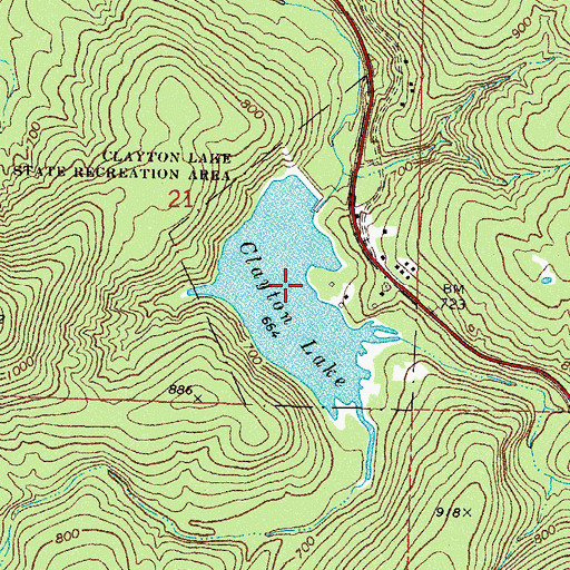 Topographic Map of Clayton Lake State Recreation Area, OK