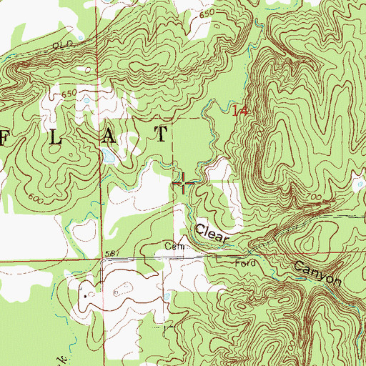 Topographic Map of Clear Canyon, OK