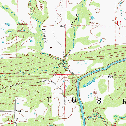Topographic Map of Clear Creek, OK