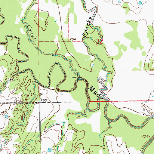 Topographic Map of Clear Creek, OK