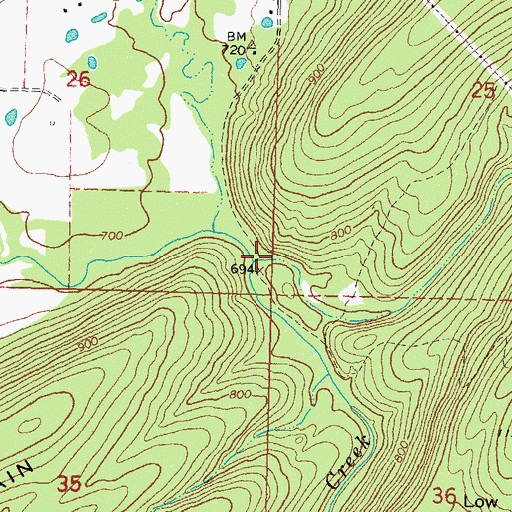 Topographic Map of Clear Creek, OK