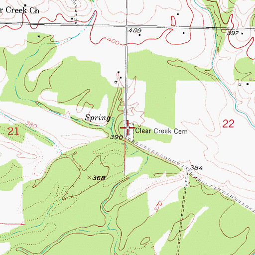 Topographic Map of Clear Creek Cemetery, OK