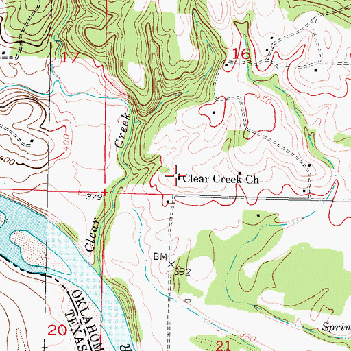 Topographic Map of Clear Creek Church, OK