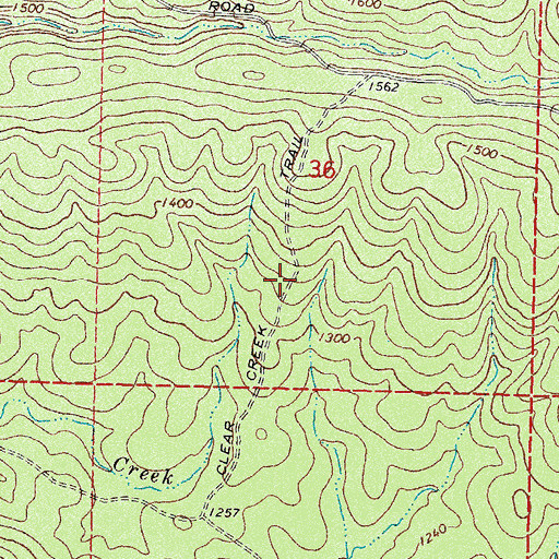 Topographic Map of Clear Creek Trail, OK