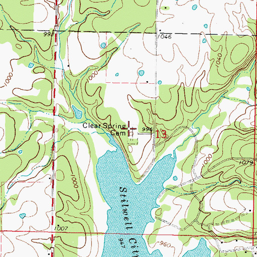 Topographic Map of Clear Spring Cemetery, OK