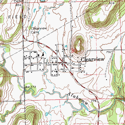 Topographic Map of Clearview, OK
