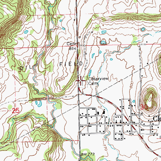 Topographic Map of Clearview Cemetery, OK