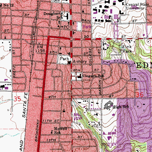 Topographic Map of Clegern Elementary School, OK