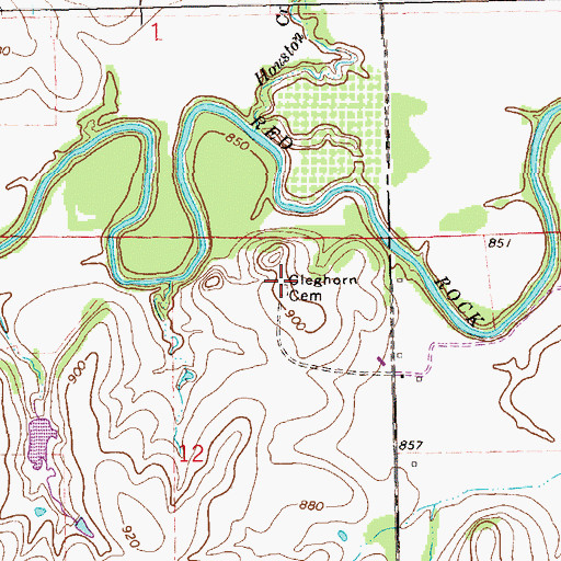 Topographic Map of Cleghorn Cemetery, OK