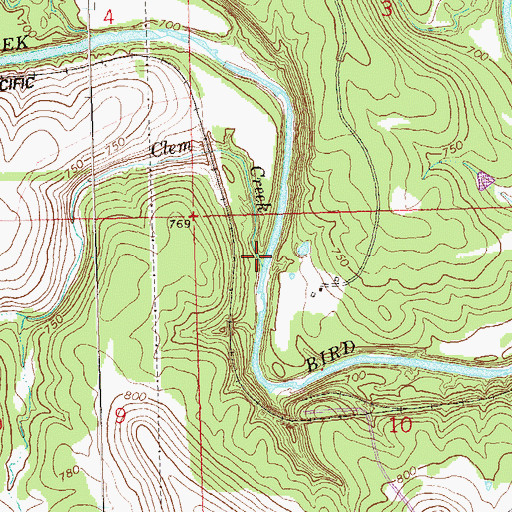 Topographic Map of Clem Creek, OK