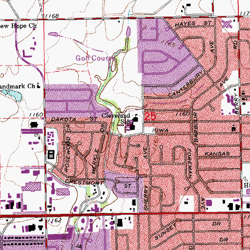 Topographic Map of Cleveland Elementary School, OK