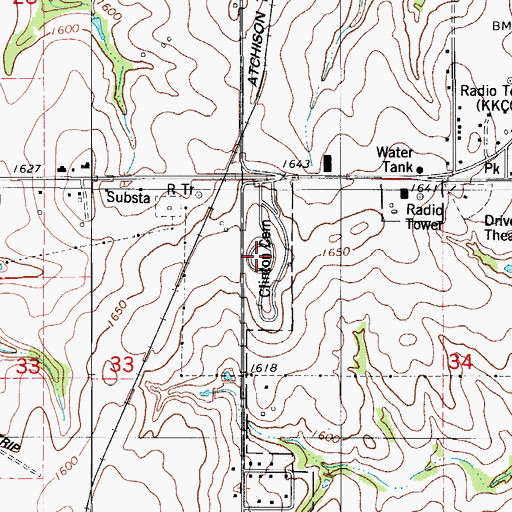 Topographic Map of Clinton Cemetery, OK