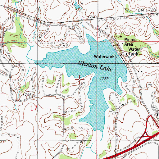 Topographic Map of Clinton Lake, OK