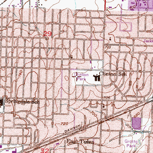 Topographic Map of Clinton Park, OK