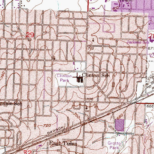 Topographic Map of Celia Clinton Elementary School, OK
