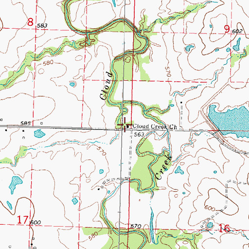 Topographic Map of Cloud Creek Church, OK