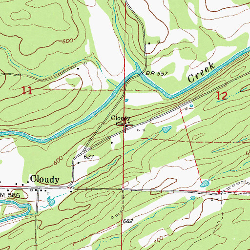 Topographic Map of Cloudy Church, OK