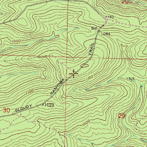 Topographic Map of Cloudy Nashoba Trail, OK