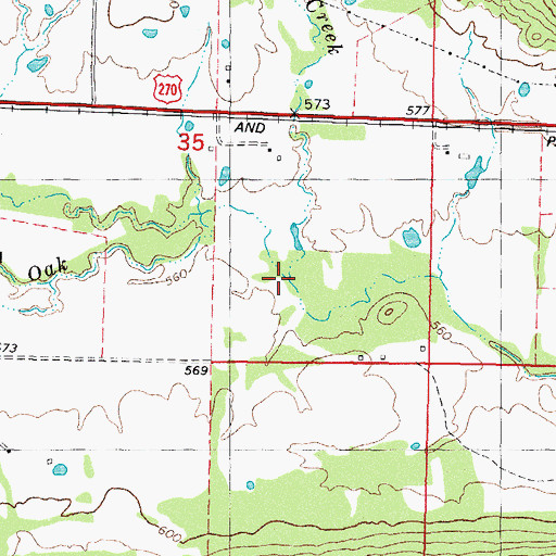Topographic Map of Coal Creek, OK