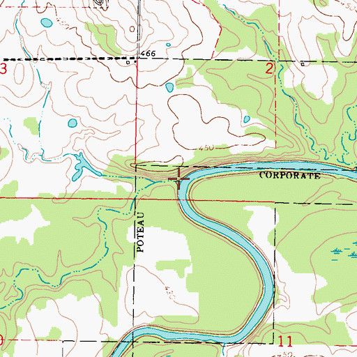 Topographic Map of Coal Creek, OK