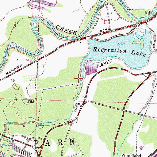 Topographic Map of Coal Creek, OK