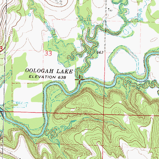 Topographic Map of Coal Creek, OK