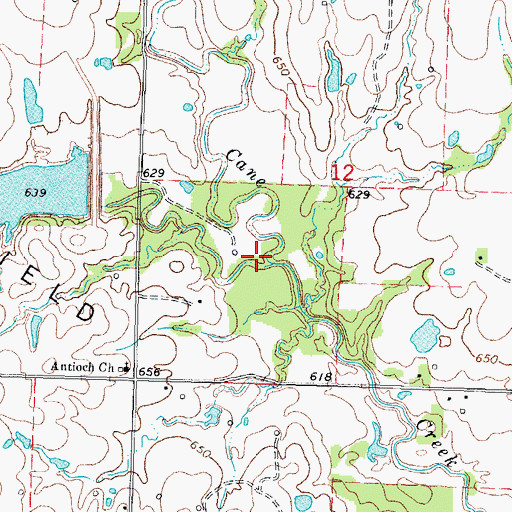 Topographic Map of Coal Creek, OK