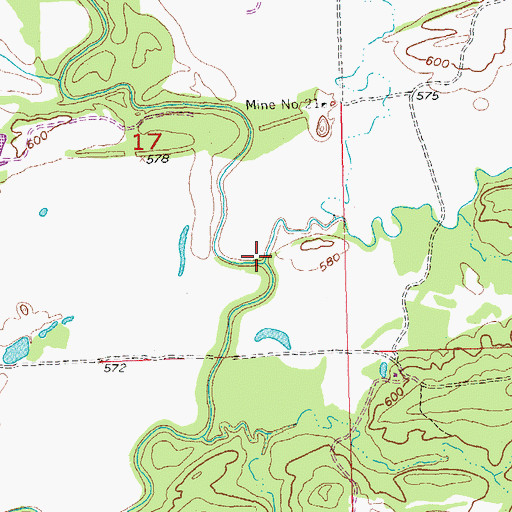 Topographic Map of Coal Creek, OK