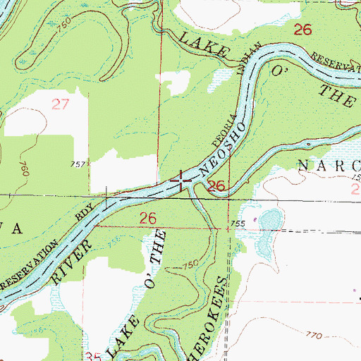 Topographic Map of Coal Creek, OK
