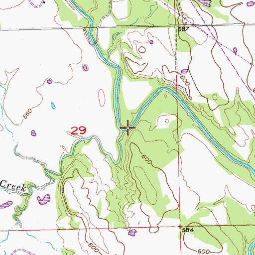 Topographic Map of Coal Creek, OK