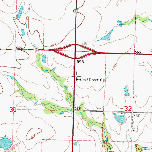 Topographic Map of Coal Creek Church, OK