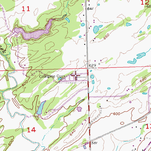 Topographic Map of Coalgate Cemetery, OK